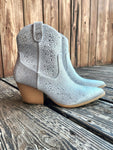 Silver Rhinestone Western Vaca Bootie