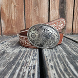 Western Embroidered Belt Brown