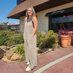 Wide Leg Mineral Wash Jumpsuit Mocha