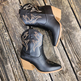 Black Blazing Western Bootie