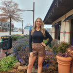 Brown Faux Leather Shorts