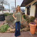 Olive Mineral Wash  Slub Top