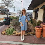 Denim Bell Sleeve Dress