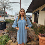 Denim Bell Sleeve Dress