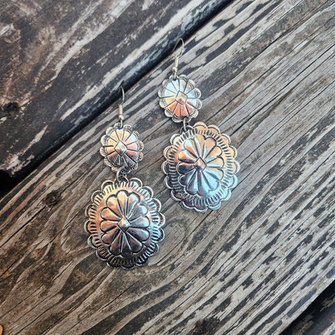 Silver Concho Dangle Earring