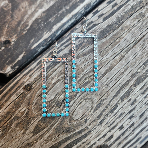 Turquoise Rectangle Western Earring