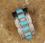 Turquoise Feather Silver Bracelet