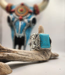 Turquoise Square Silver Cuff Bracelet