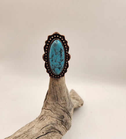 Large Cooper Turquoise  Stone Ring