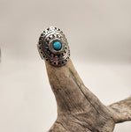 Round Turquoise & Silver Stone Ring