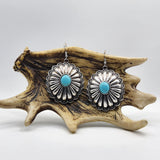 Turquoise Silver Concho Earring