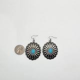 Turquoise Silver Concho Earring