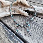 Navajo Turquoise Beaded Bow Necklace