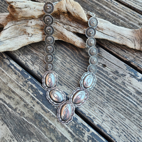 Silver Solid Concho Necklace