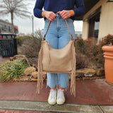 MW Concealed Carry Fringe Hobo Bag Tan