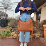 MW Concealed Carry Fringe Hobo Bag Brown