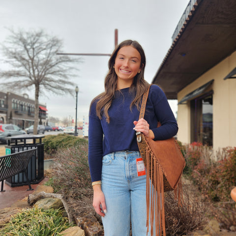 MW Concealed Carry Fringe Hobo Bag Brown