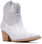 Silver Rhinestone Western Vaca Bootie