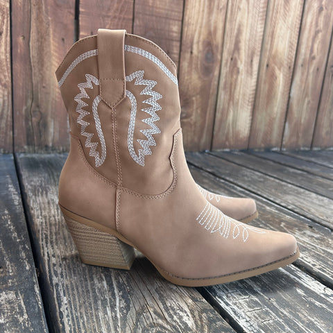 Taupe Western Stitch Creek Bootie