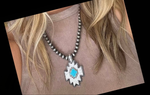 Aztec Navajo Beaded Medallion  Necklace
