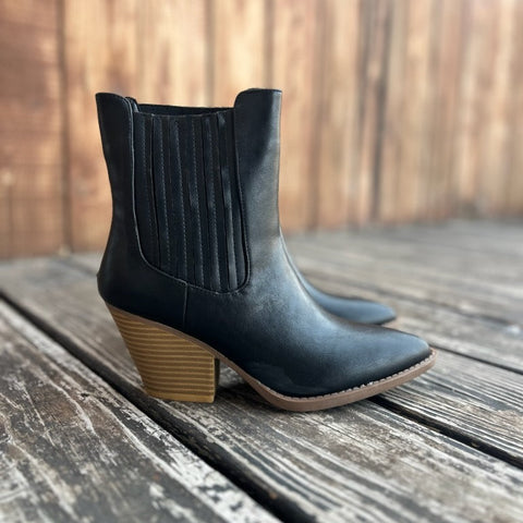 Black Faux Leather River Bootie