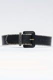 Hudson Wide Stitched Belt Black