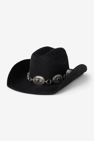 Embellished Concho Black Cowboy Western Hat