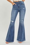 Risen HIGH RISE KNEE DISTRESSED FLARE JEANS