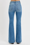 Risen  HIGH RISE FLARE FRONT PATCH POCKET JEANS LIGHT WASH