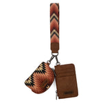 Wrangler Southwestern Art Print Dual Pouch Wristlet -Brown