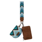 Wrangler Southwestern Art Print Dual Pouch Wristlet -Blue