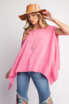 Pink Rolled Hem Mineral Wash Top