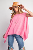 Pink Rolled Hem Mineral Wash Top