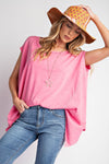 Pink Rolled Hem Mineral Wash Top