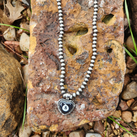 Eight Ball Heart Navajo Necklace