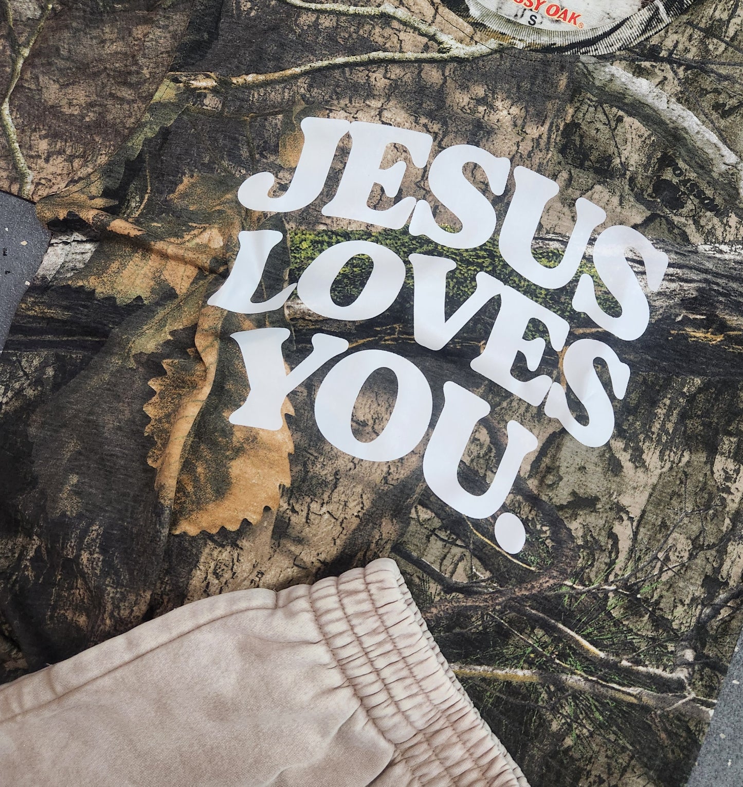 Camo Jesus  Loves You. Graphic Tee