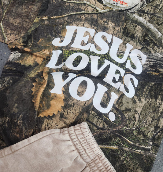 Camo Jesus  Loves You. Graphic Tee