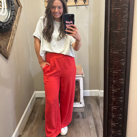 Red Flowy Pants