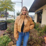 Camel Faux Leather Puff Coat