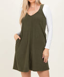 Corduroy Jumper Dress Olive