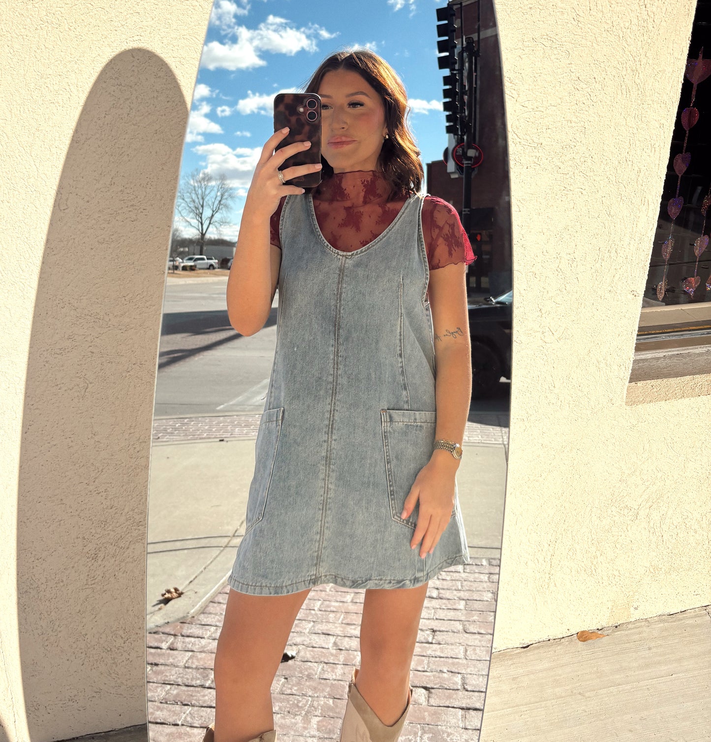 Wine Lace Mesh Shirt Sleeve Top