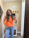 Orange Button Front Tank Top