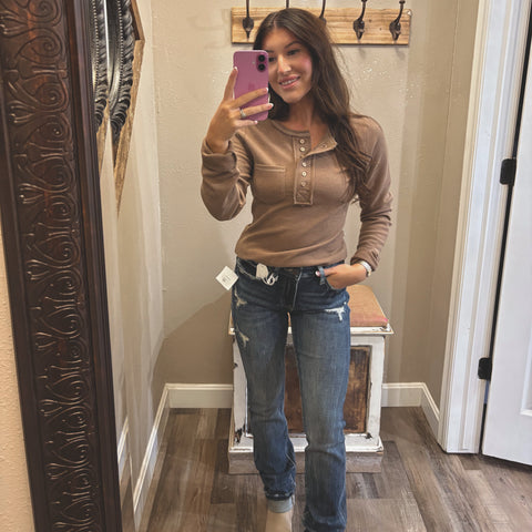 Waffle Knit Fitted  Top