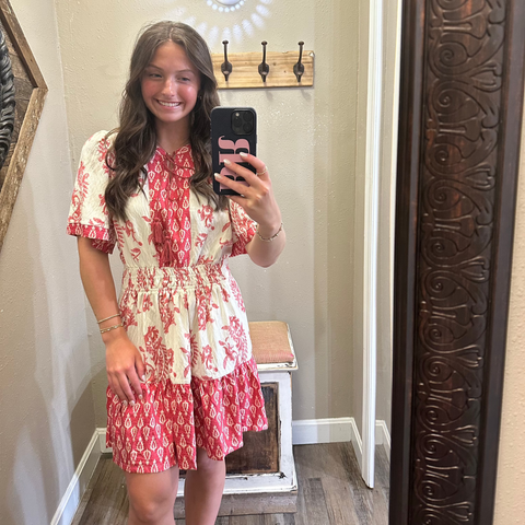 Printed Red Dress