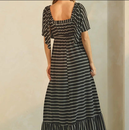 Striped Maxi Dress Black / White