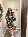 Black Mix Patterned 3/4 Sleeve Dress
