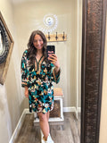 Black Mix Patterned 3/4 Sleeve Dress