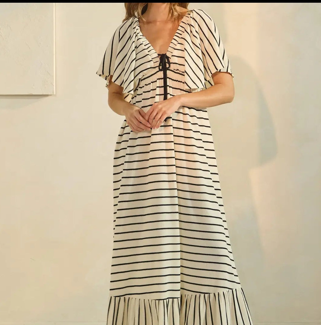 Striped Maxi Dress Cream/Black