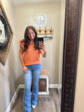 Orange Flutter  Sleeve Sweater Top