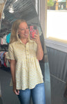 Yellow Flower Babydoll Short Sleeve Top